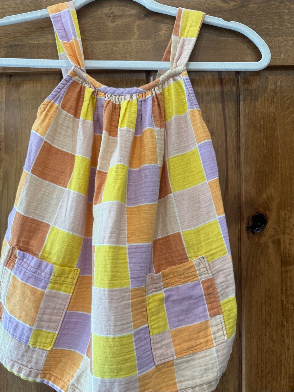 Pastel Checkerboard Top- Yellow, Lavender, Peach